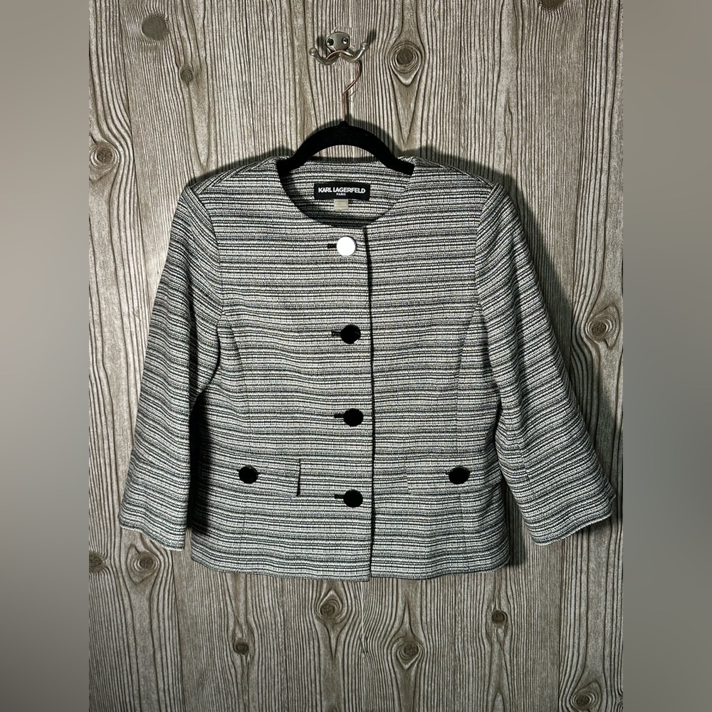 Karl Lagerfeld Black & White Blazer Sz 4